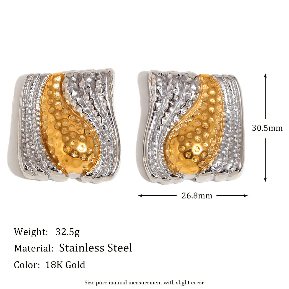 Niche Design Gold Earrings Stainless Steel 18K Gold Plated Two-Tone Mouth Christmas Tree Earrings For Women