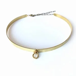 pornhint Pornhint Delicate Choker Collar | TEASE Gold Collar, Metal Choker Collar, Cuff Choker, O Ring Choker Necklace, Fetish Wear, BDSM Jewelry