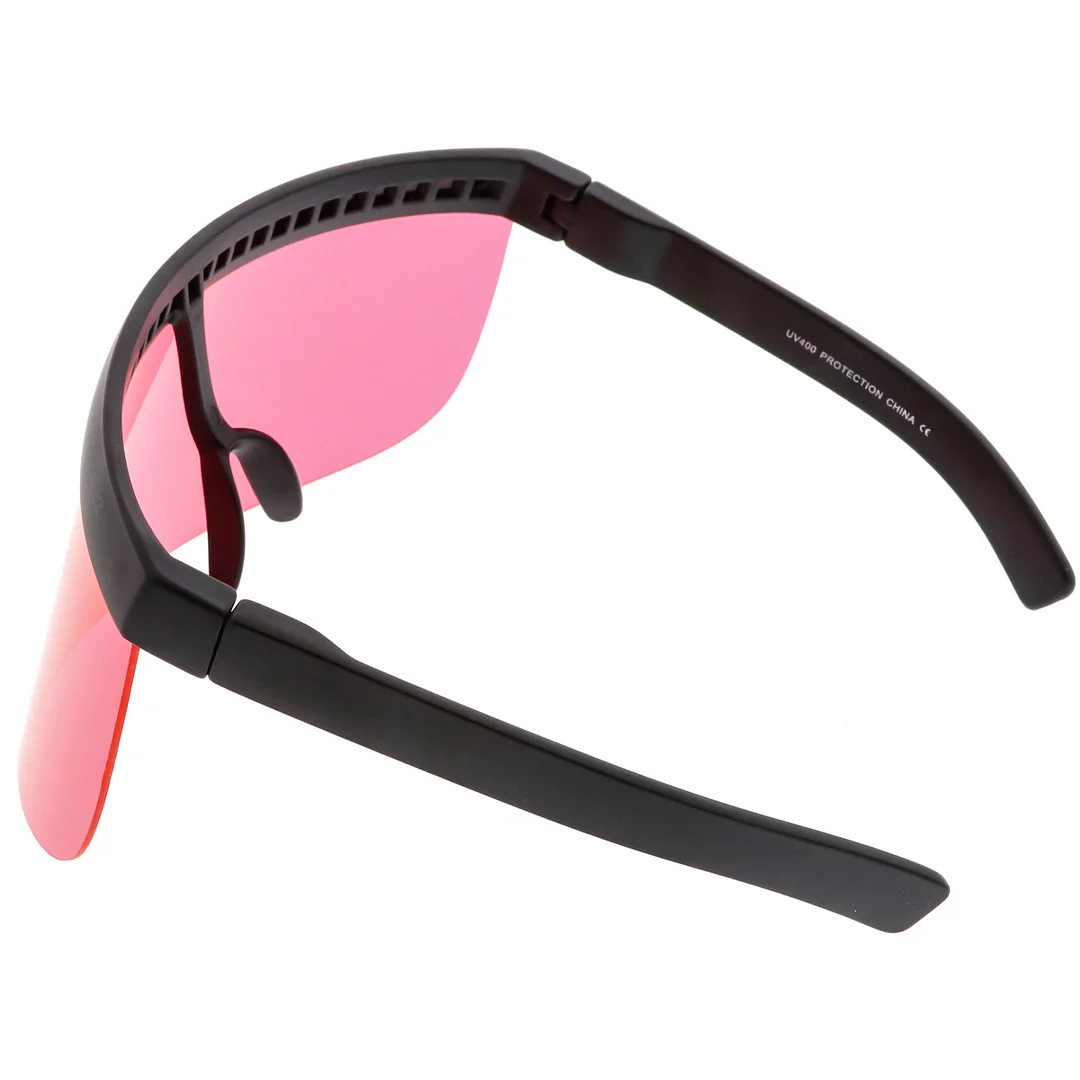 Futuristic Oversize Shield Visor glasses With Flat Top Colored Mono Lens 172mm