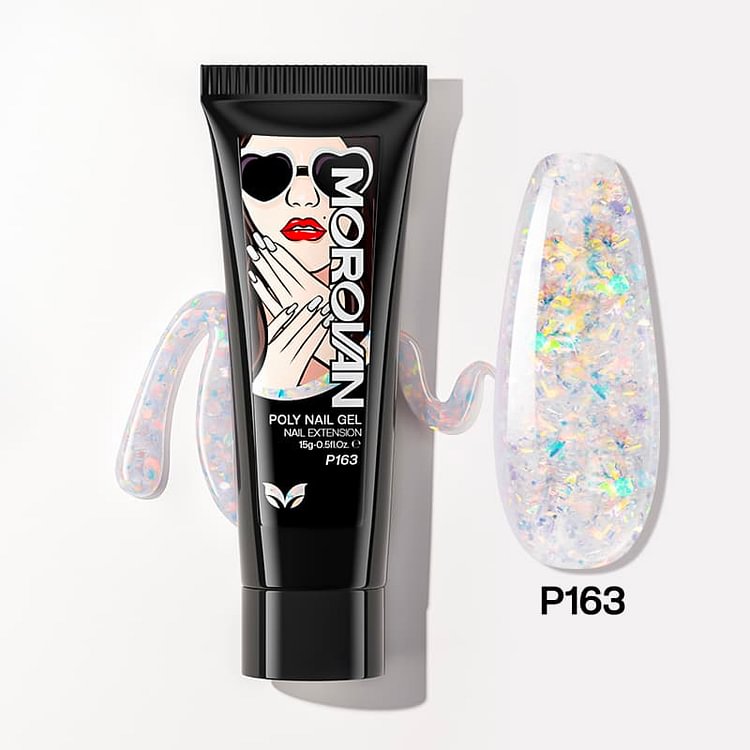 White/Yellow Glitter Poly Nail Gel