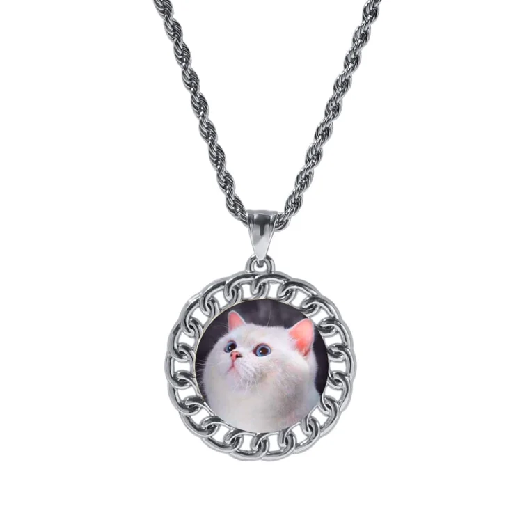  Iced Out Custom Photos Round Chains Side Pendants For Men Hip Hop Bling Bling Necklaces For Women And Men