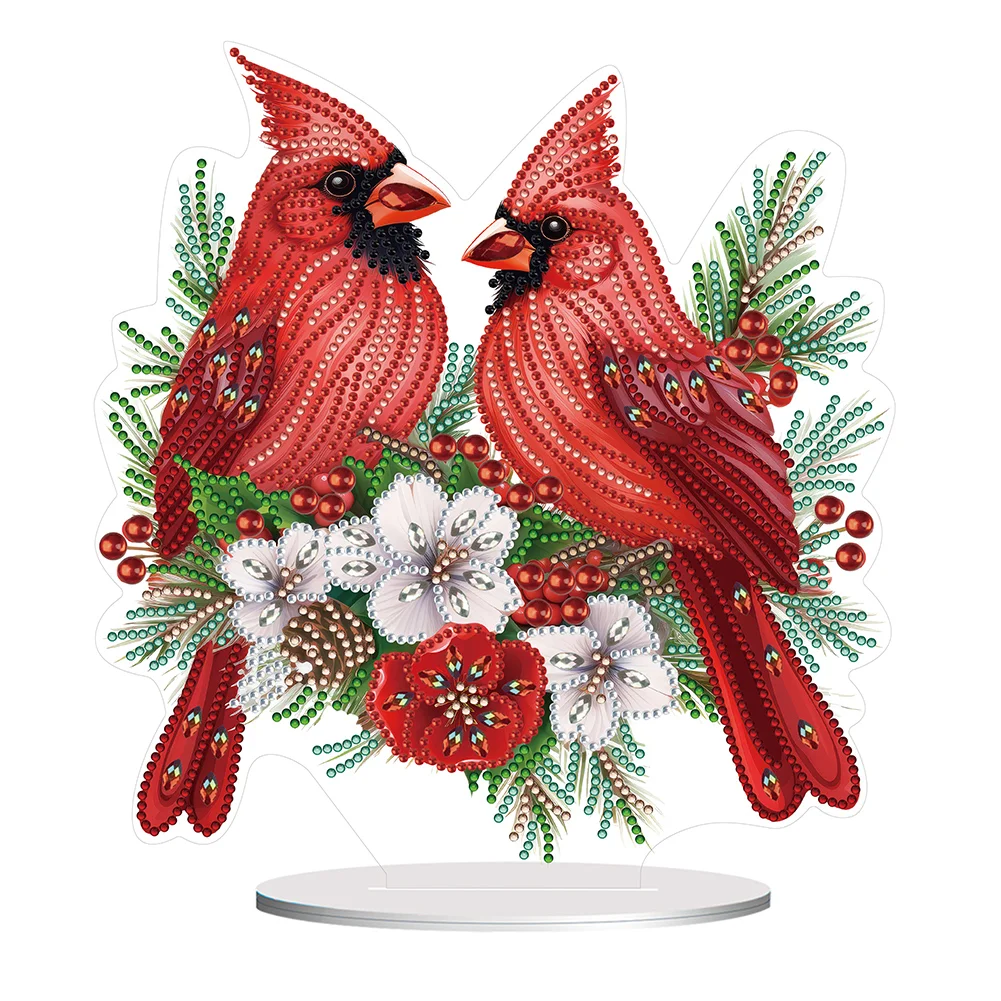 DIY Cardinal Single Sided Diamond Painting Acrylic Desktop Decorations