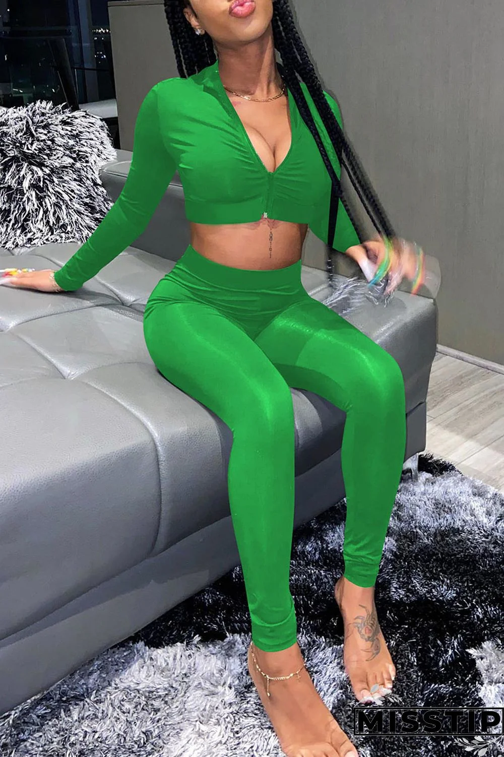 Deep Red Casual Sportswear Solid Patchwork Zipper Long Sleeve Two Pieces