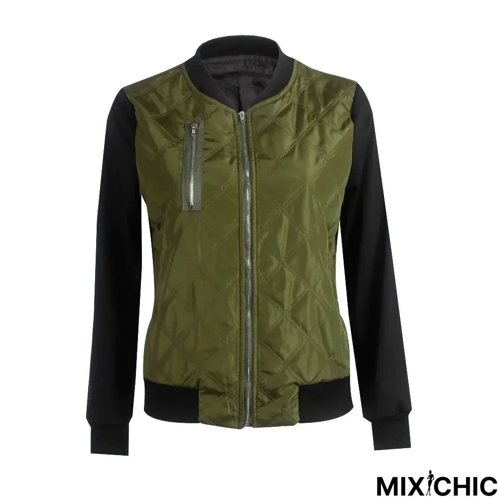 Solid Color Fashion Zipper Cotton Jacket Women's Jacket