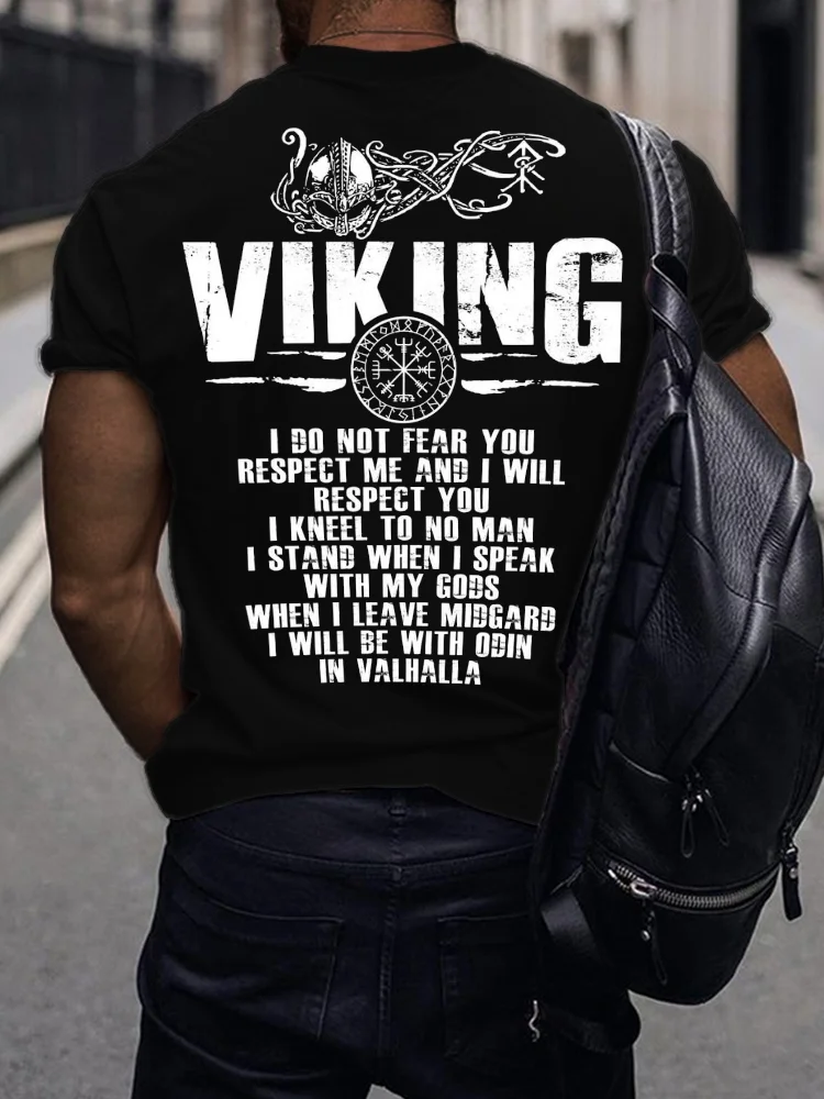 BrosWear Men's Viking Spirits Viking Warrior Graphic T Shirt