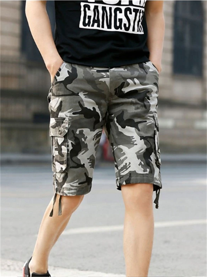 Men's Cargo Shorts Baggy Shorts Multi Pocket 6 Pocket Camouflage Breathable Knee Length Sports Outdoor Streetwear Casual Black Blue-Cosfine