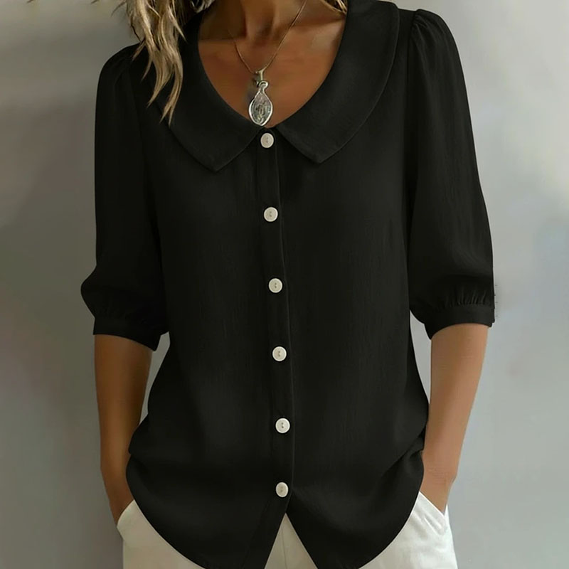 Women's Puff Sleeve Doll Collar Button-up Shirt wearshes