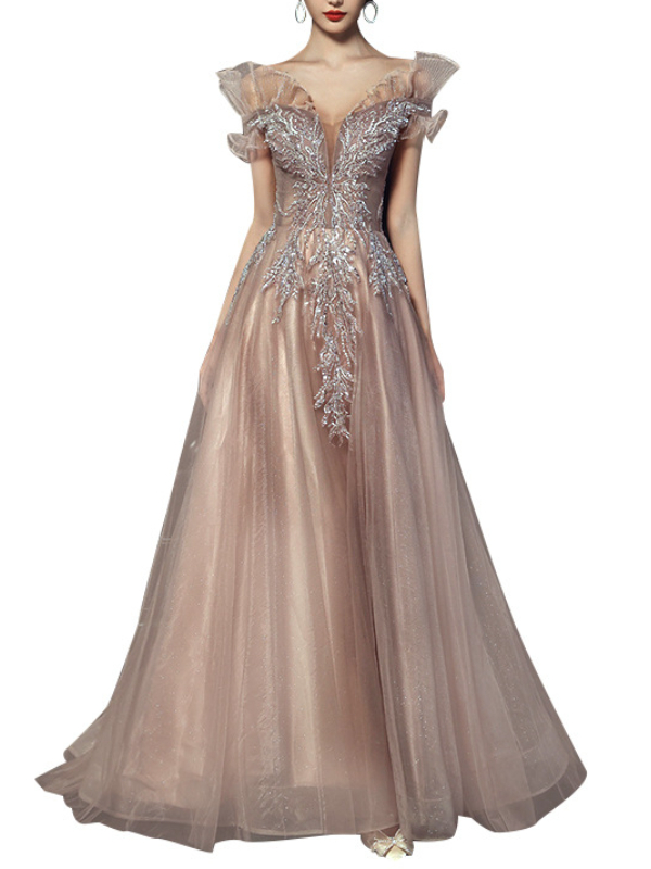 Elegant Sleeveless Plunging Neck Boat Neck High-rise Maxi Dress 