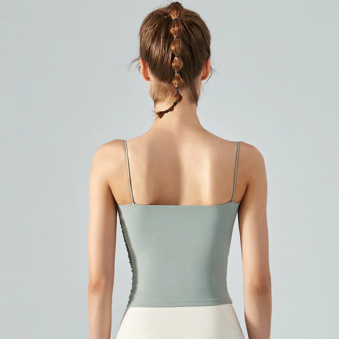Buy different Rhino Gray colors and types of side scrunch lightweight naked feeling sports gym yoga camisole vest on Hergymclothing