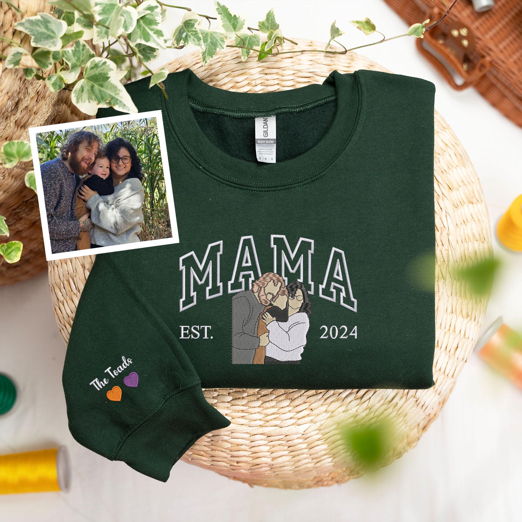 personalized family portrait embroidered hoodie