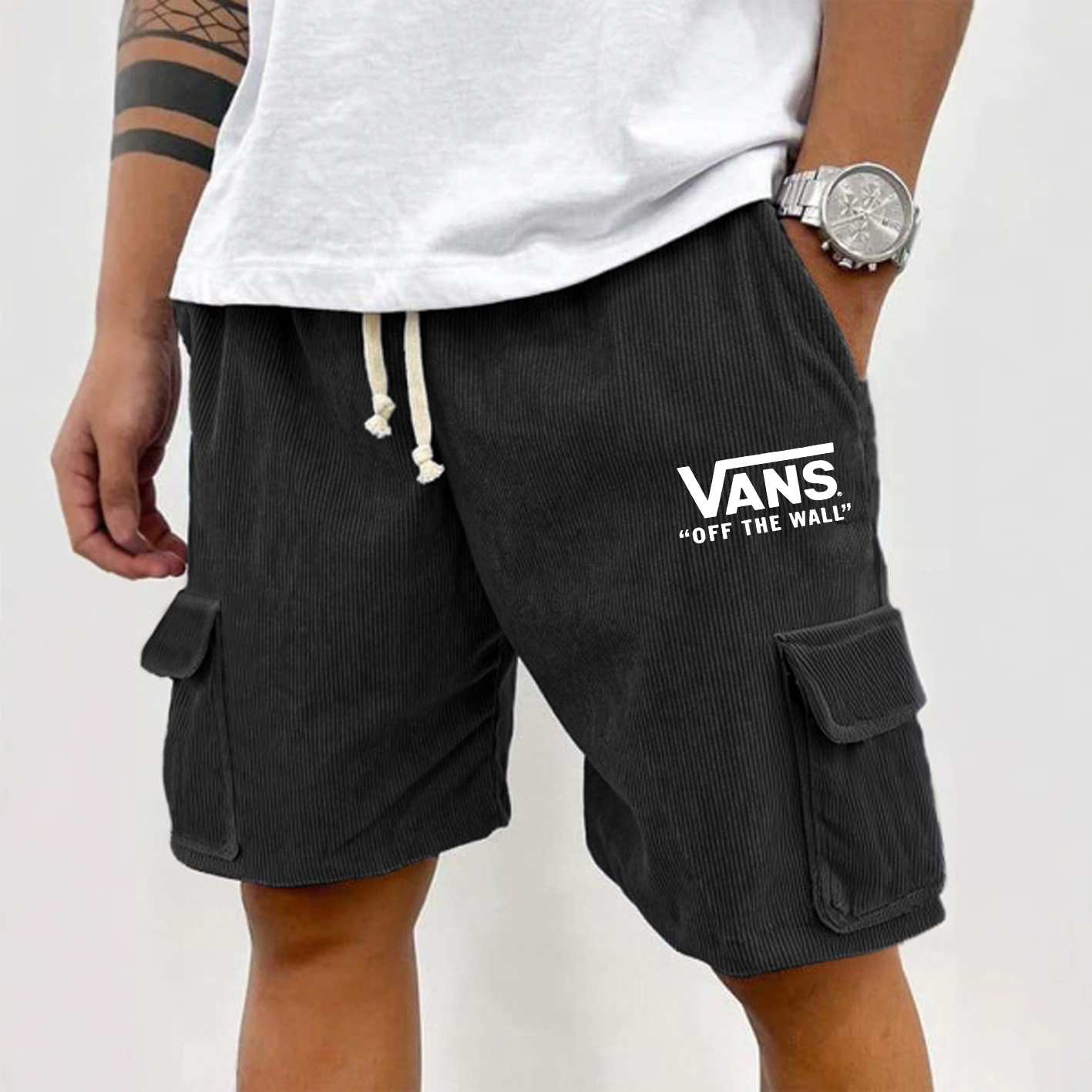 Men's Vintage Outdoor Corduroy Surf Pocket Casual Cargo Shorts Boardshorts / TECHWEAR CLUB / Techwear