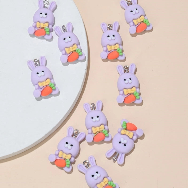 10 PCS/Package 30mm Hole Under 1mm Resin Rabbit Carrot Pendant