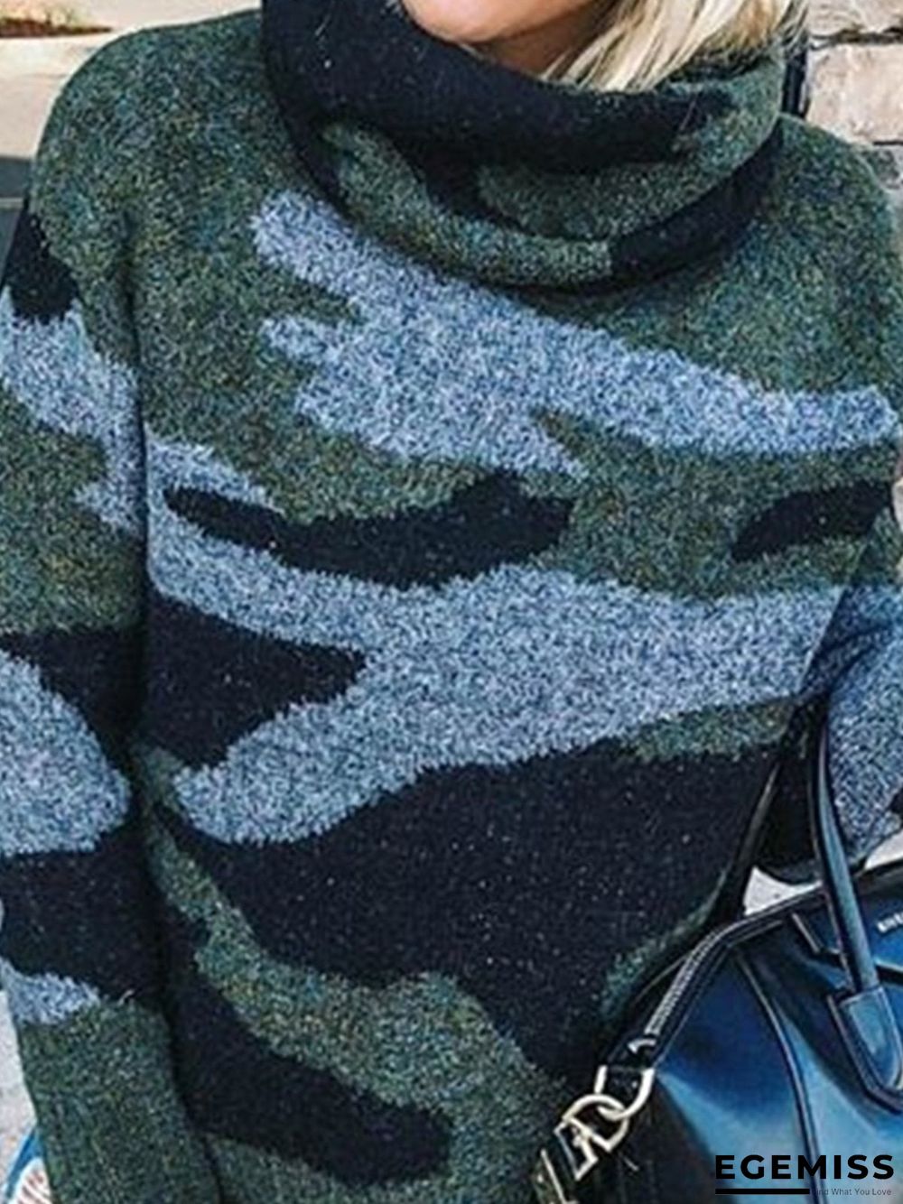 Camouflage Printed Long Sleeve Plus Size Casual Sweater | EGEMISS