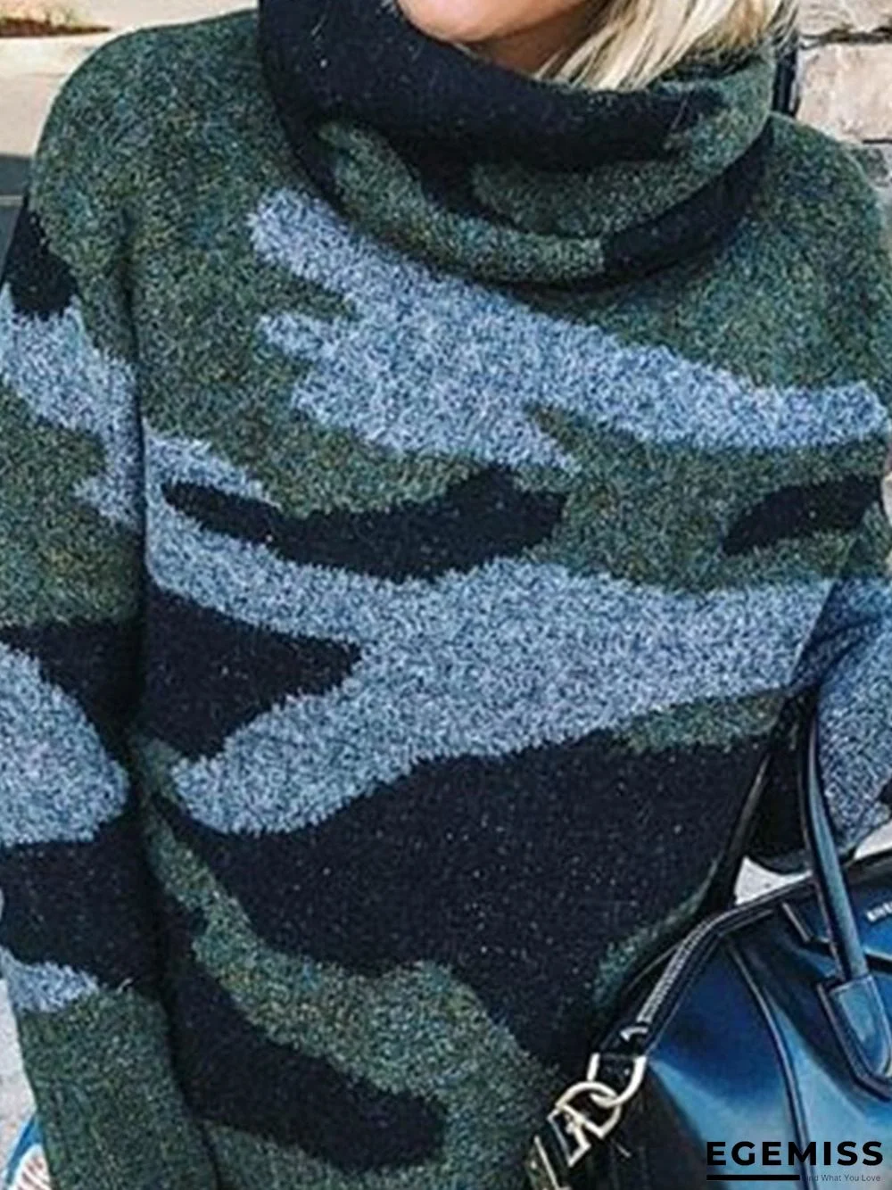 Camouflage Printed Long Sleeve Plus Size Casual Sweater | EGEMISS