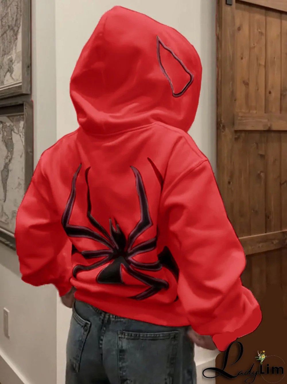 Punk Spider Print Oversized Hoodie