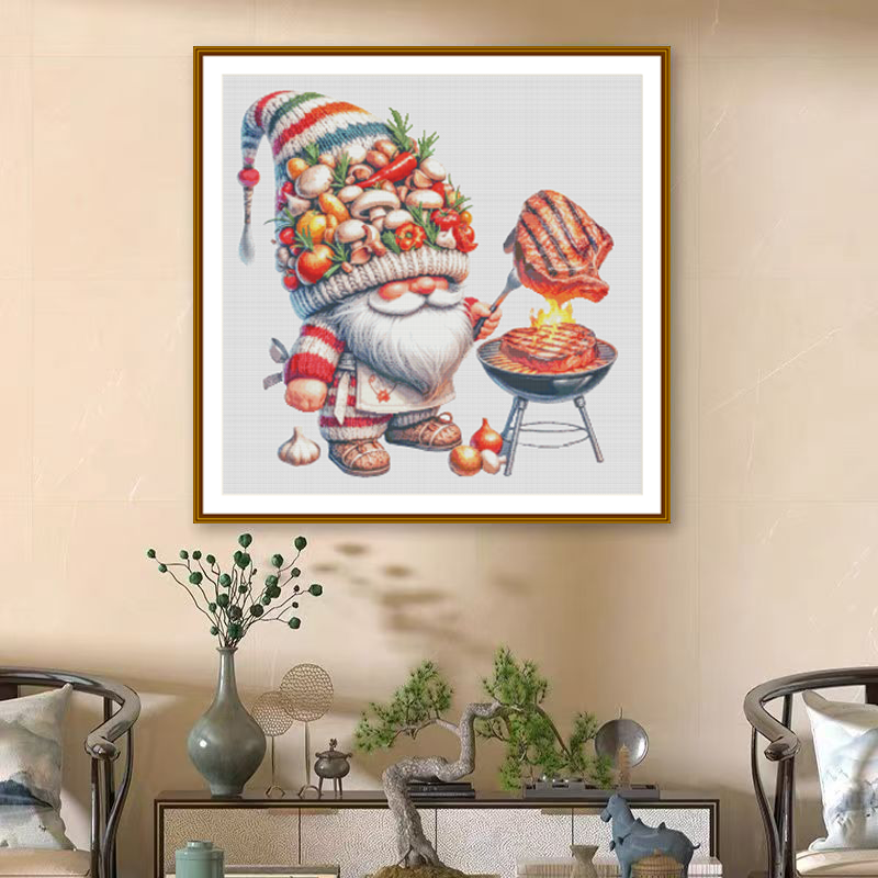 1set DIY Printed Cross Stitch Kit [ZZ5845-Barbecue Dwarfs] Cross Stitch Kit Painting Fairy Cross Stitch