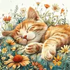 Orange Cat & Flowers-11CT Stamped Cross Stitch 40*40cm tapestrymarket