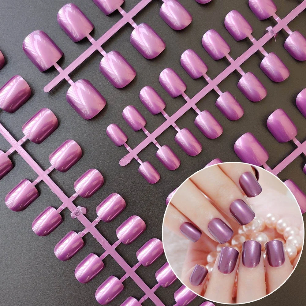 5 Sets Of 24 Pieces Per Unit Round Colored False Nails Tips Full Cover 10 Size Fake Nails For DIY Acrylic Press On Nail Tips-Nail Inspo