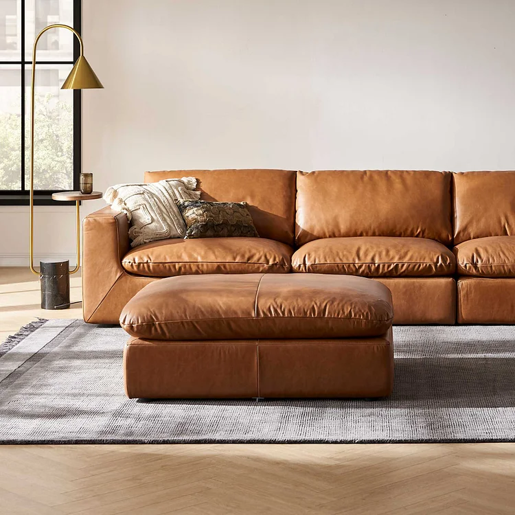 Dawson Leather Large Ottoman