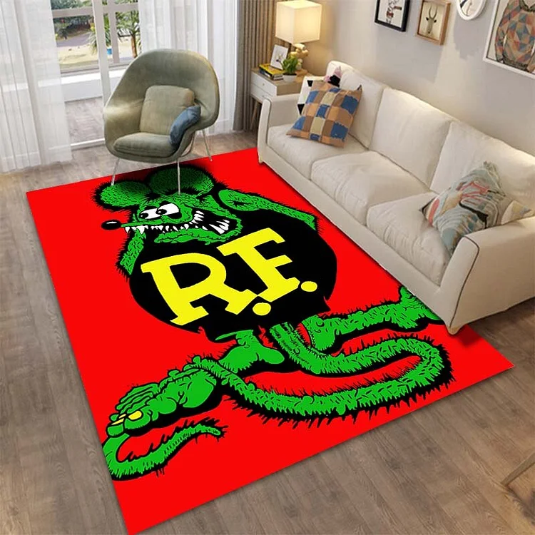 15 Sizes Rat Fink Cartoon Carpet for Living Room Bedroom Rug Floor Mat Home Decor Non-slip Carpet Photography Prop Birthday Gift