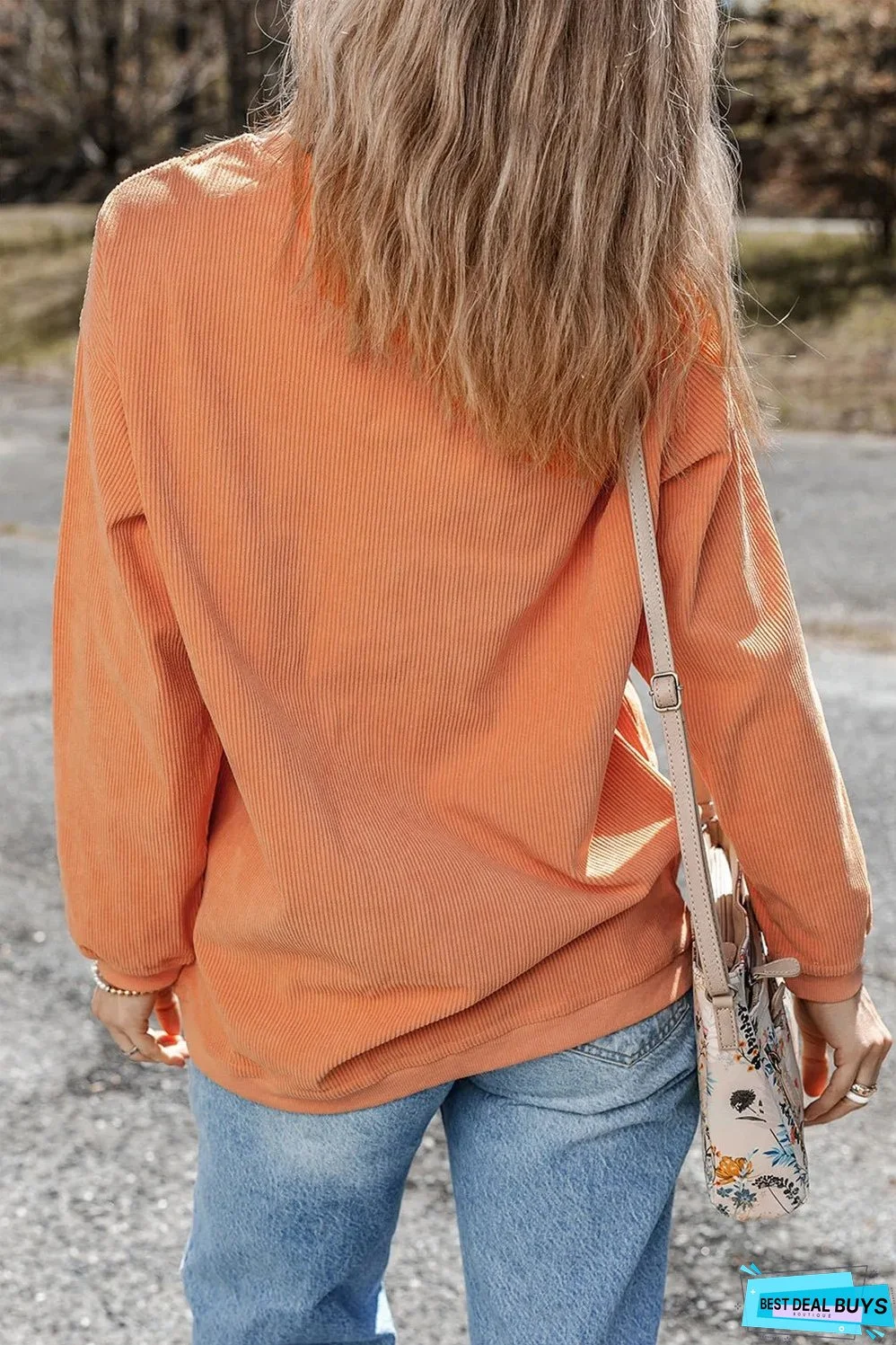 Letter Graphic Round Neck Long Sleeve Sweatshirt