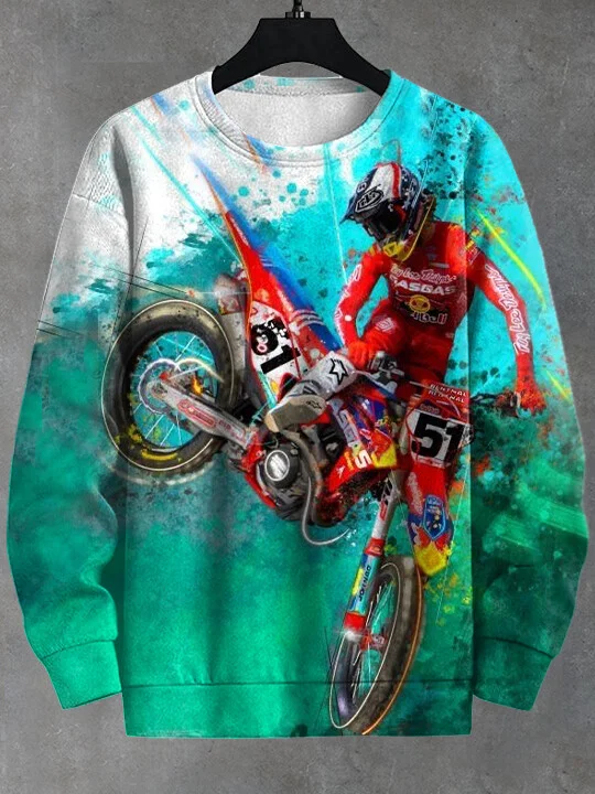Men's Motorcycle Locomotive Print Casual Sweatshirt