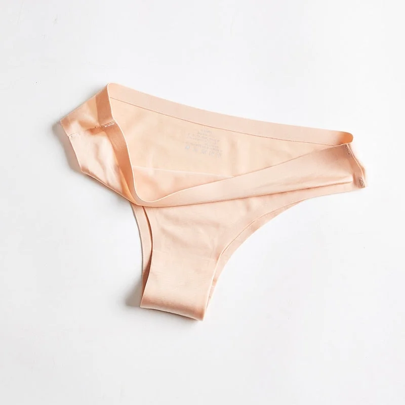 Seamless Thongs Women Underwear Ice Silk Sexy Sports Panties Female T-back Solid Soft Hot Sale Panties Woman M-XXL BANNIROU