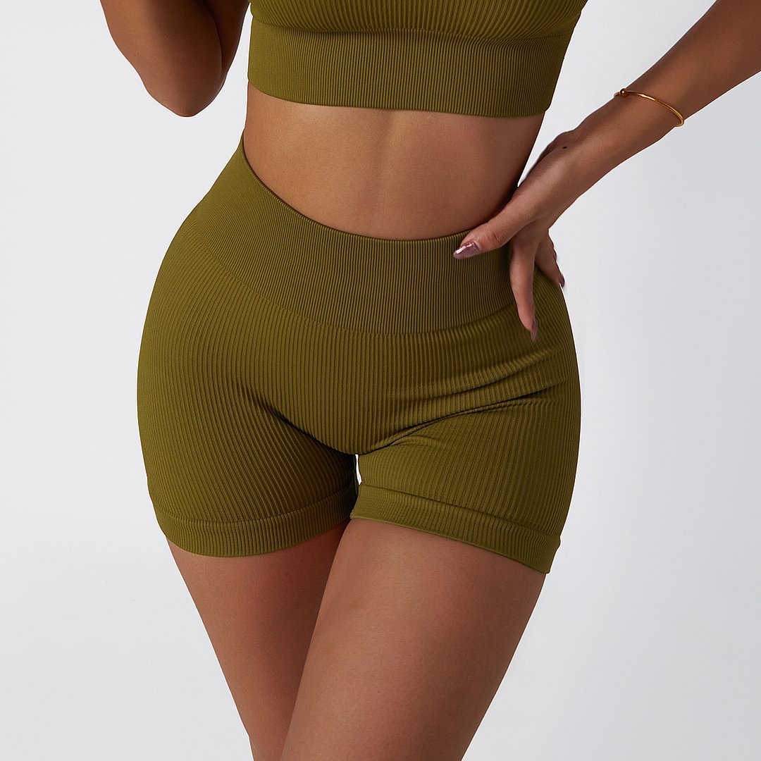 Hergymclothing high performance non see through seamless ribbed workout biker shorts with tummy control for sale