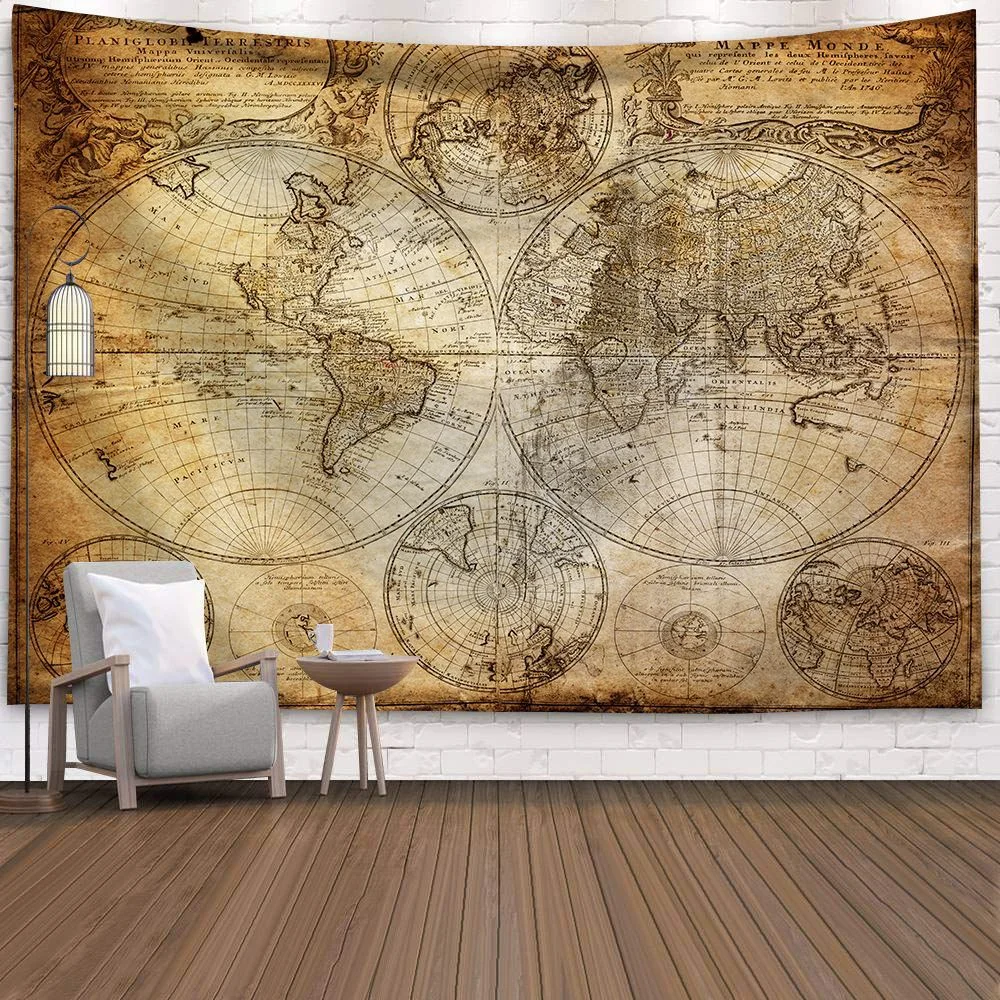 World Map 3D Print Polyester Geometric Wall Hanging Tapestry Decor Oil Painting Beach Towel Sleeping Pad Yoga Blanket Mat