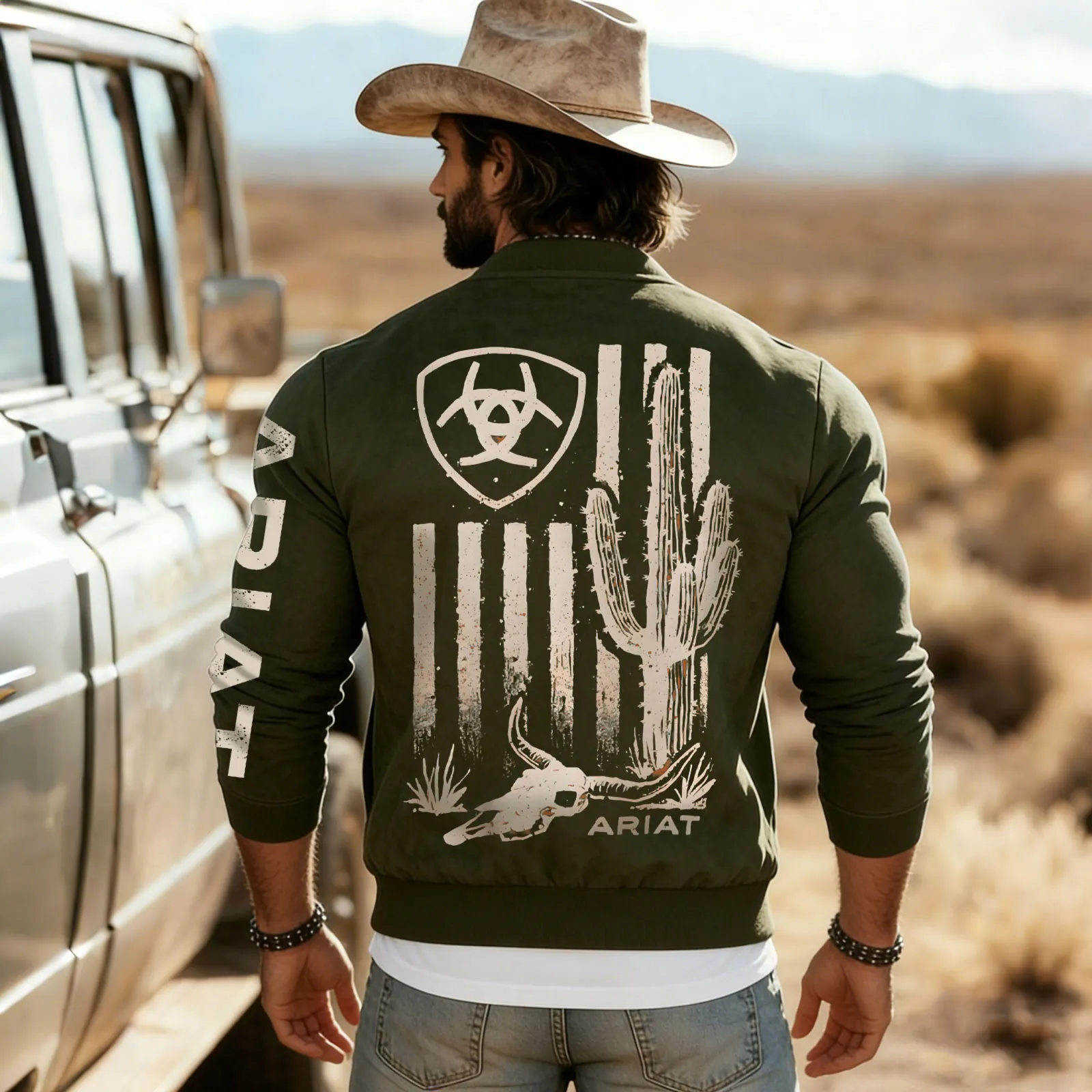 Men's Western-style Patterned Suede Jacket