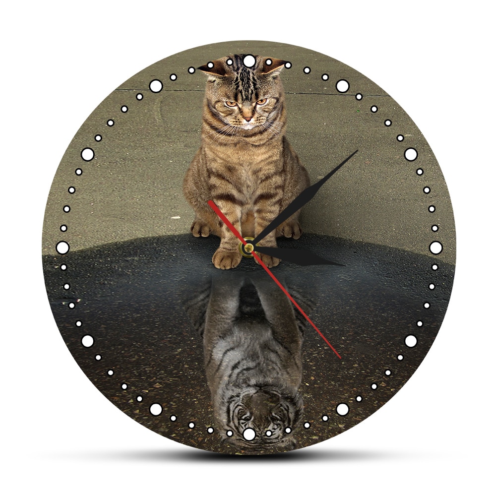 

Cat Reflection Tiger - Frameless Acrylic Wall Clock, 501 Original