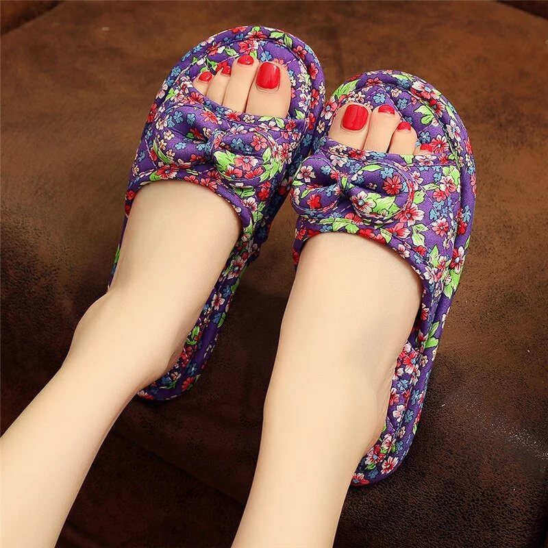 New Silent Women's Slipper Particles Non-Slip House Slippers for Women Soft Bottom Indoor Four Seasons Print Female Slippers