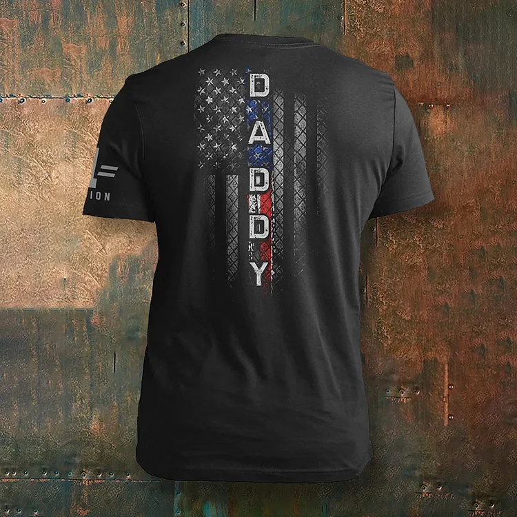 BrosWear Dad American Flag Print Short Sleeve T-Shirt