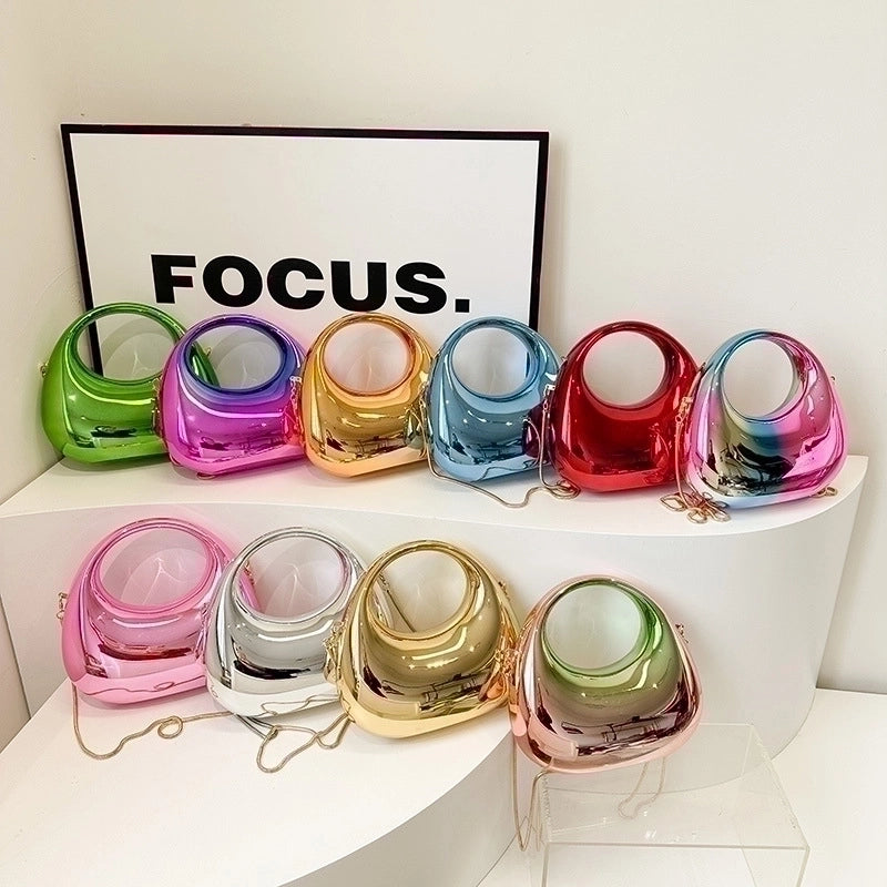 Women's Medium PVC Gradient Color Solid Color Elegant Vintage Style Dumpling Shape Lock Clasp Evening Bag