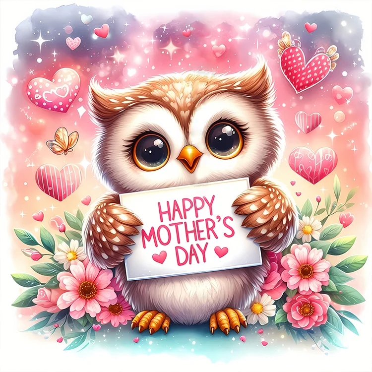 Mother'S Day Owl Congratulations - Painting By Numbers - 40*40CM gbfke
