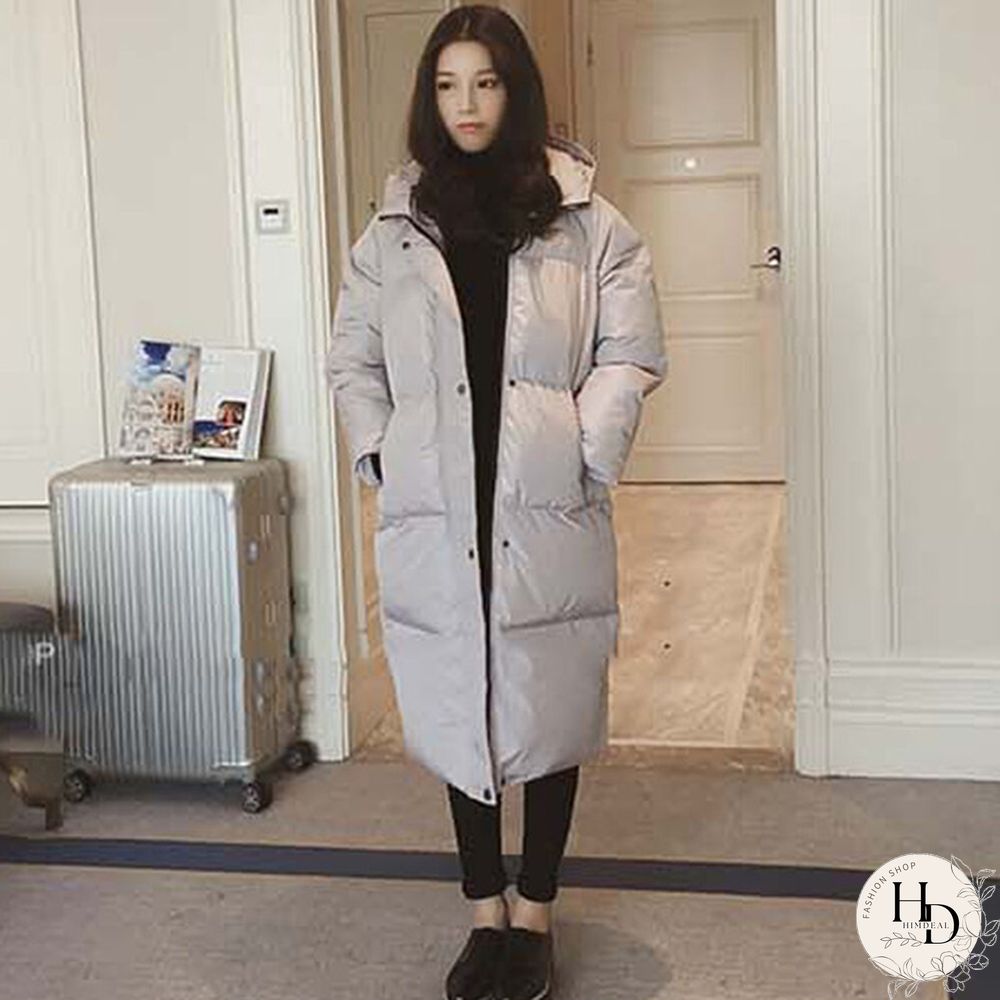 Women Loose Puffer Long Coat Parka Jacket Hooded Oversized Winter Outerwear