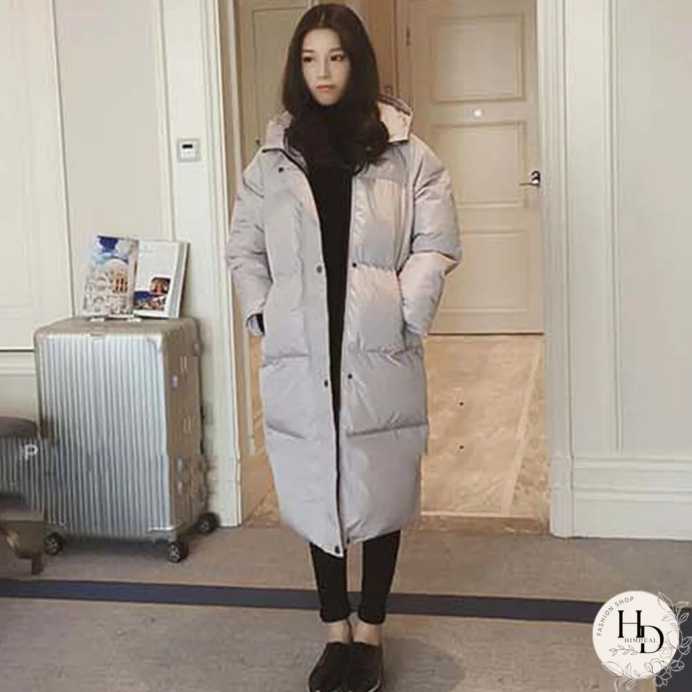 Women Loose Puffer Long Coat Parka Jacket Hooded Oversized Winter Outerwear