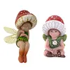 Mushroom Gnome Elf Ornaments Resin Miniature Fairy Figurine for Home Decorations