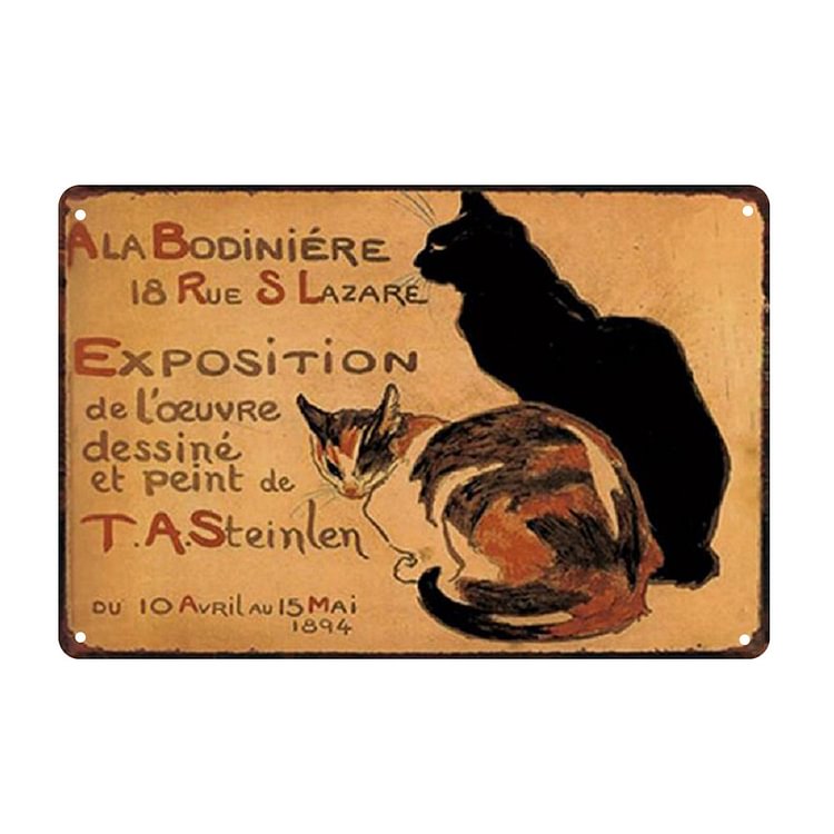 Cat - Ala Bodiniere 18 Rue S Lazare Exposition De... Vintage Tin Signs/Wooden Signs - 7.9x11.8in & 11.8x15.7in