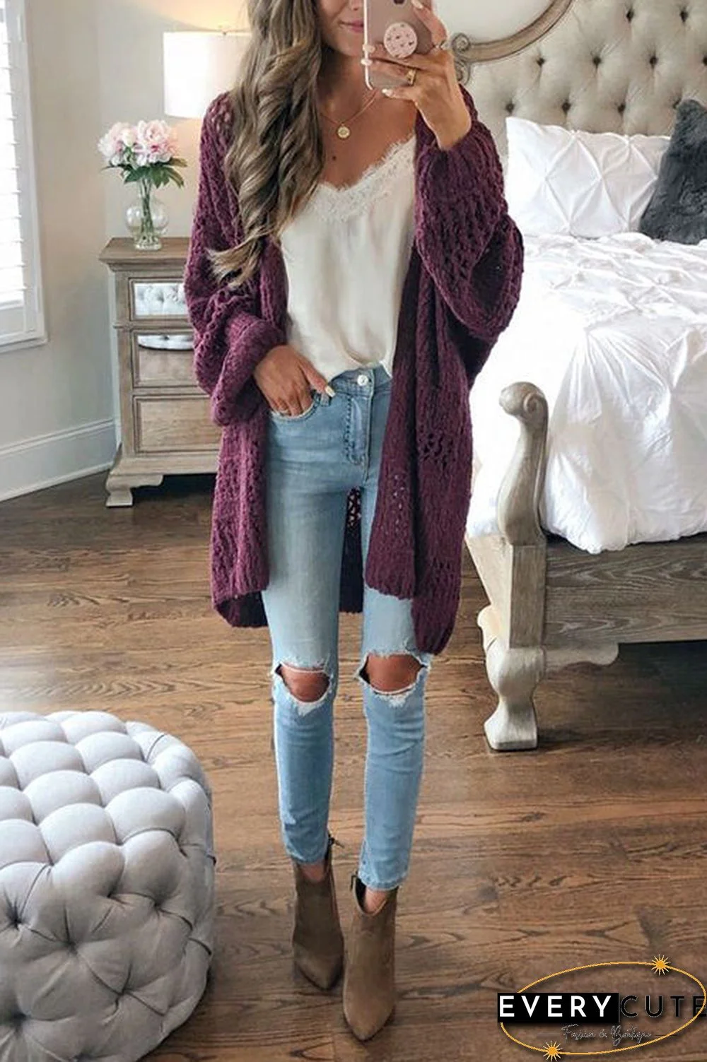 Crochet Knit Loose Cardigan