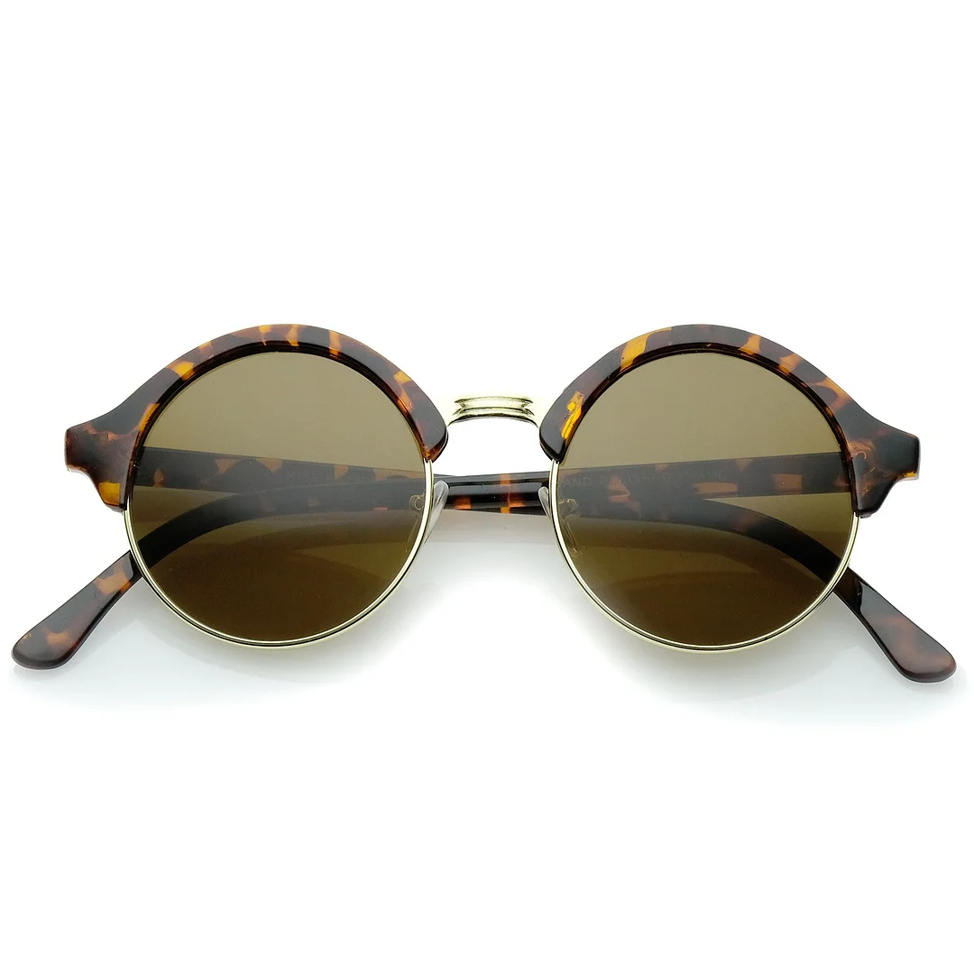 Classic Semi-Rimless Metal Nose Bridge P3 Round glasses 47mm