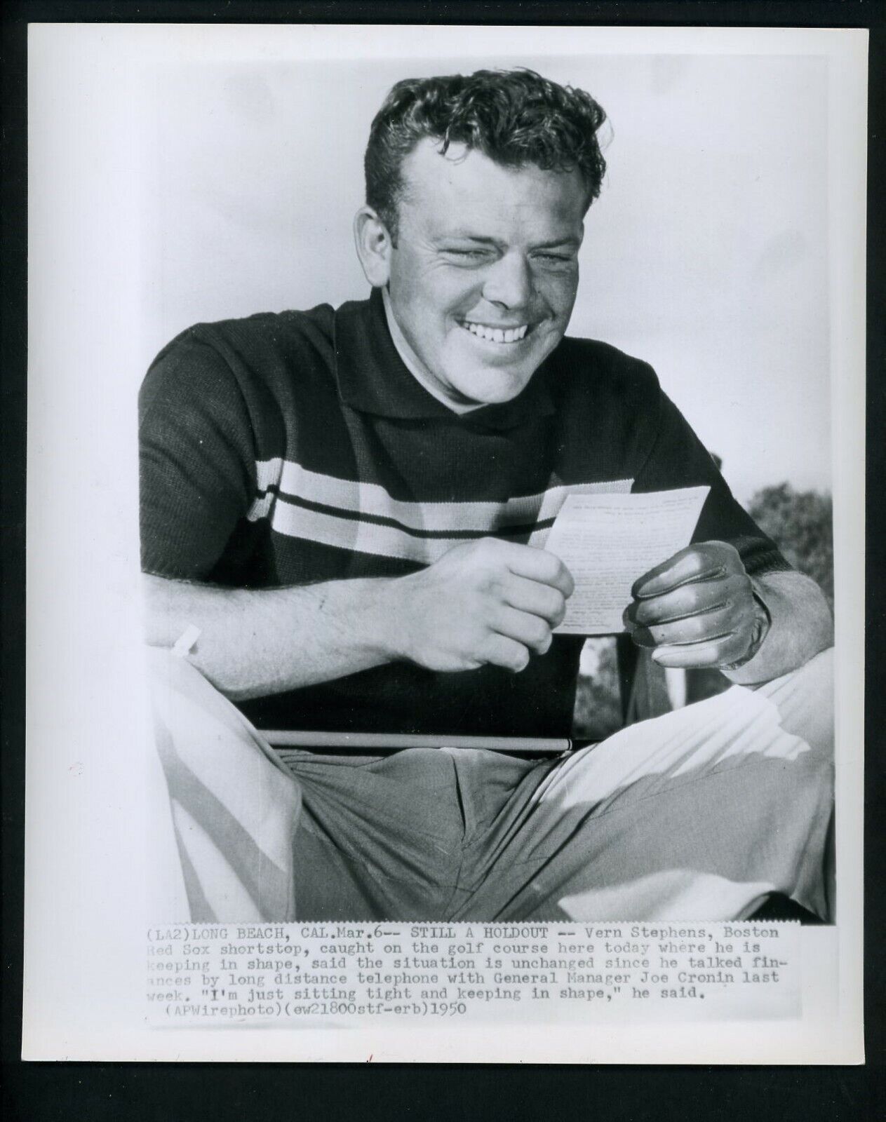 Vern Stephens plays golf during contract holdout 1950 Press Photo Poster painting Boston Red Sox