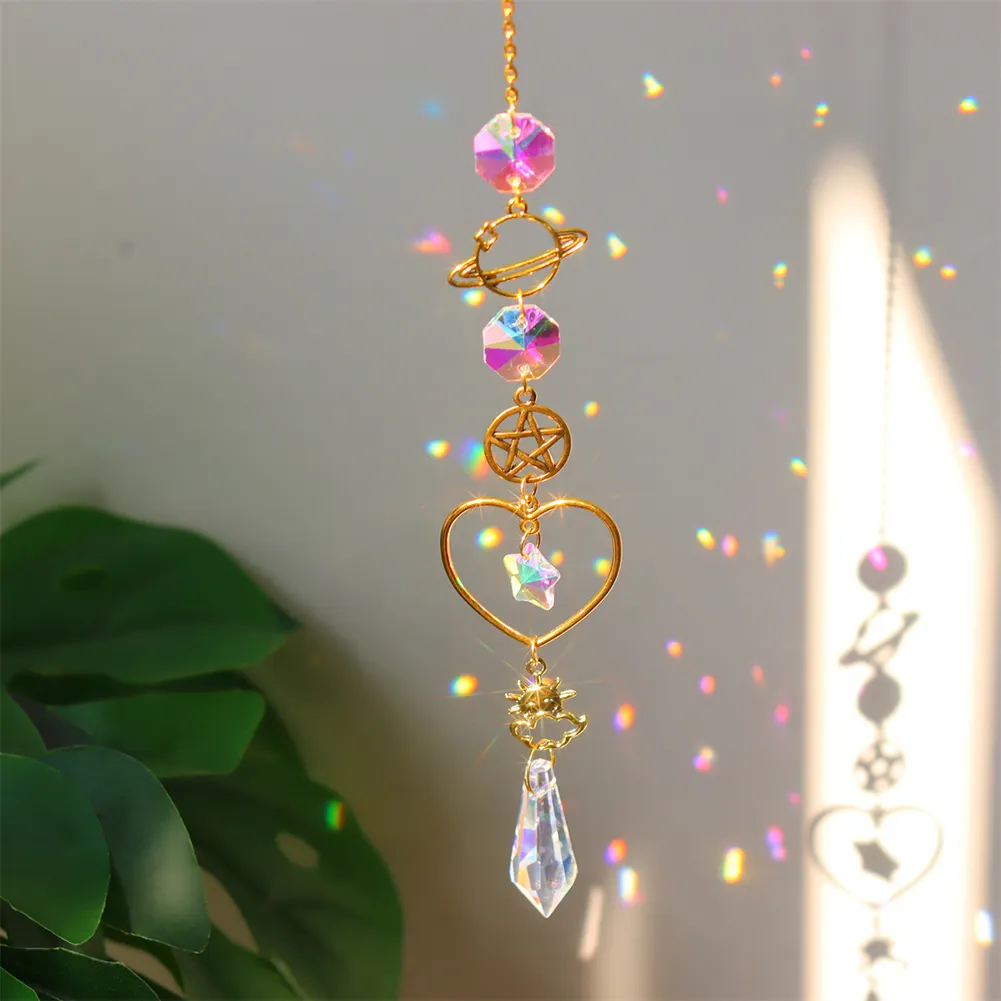 Star Crystal Chandelier Prism Wind Chimes Curtain Home Garden Pendants (C)