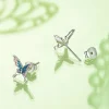 Rainbow Butterfly Enamel Stud Earrings 925 Sterling Silver