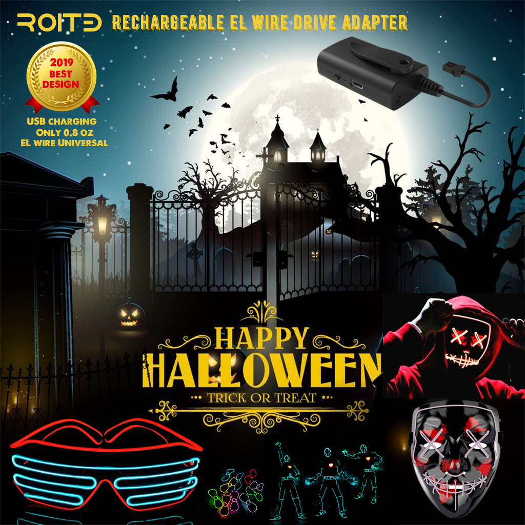 Roitb Usb Rechargeable Electroluminescence El Wire Tape Driver