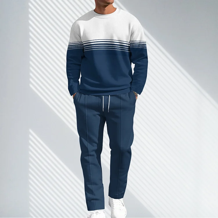 Men Causal Printed Hoodied and Pants Suit