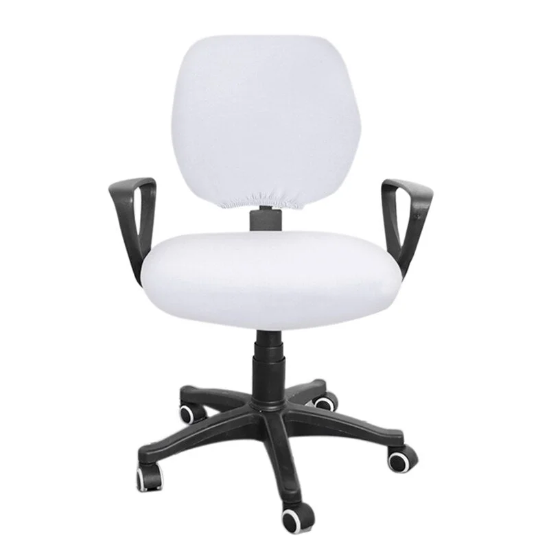 2-piece Split Office Chair Covers Elastic Stretch Computer Chair Covers Universal Solid color Seat Cover Office Chair Dustcover