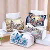 DIY PU Diamond Painting Tissue Box Kit Desktop Tissue Holder with Rhinestone Diamond Desk Decorative Tissue Box for Adults Desktop Storage Organizer (Love)