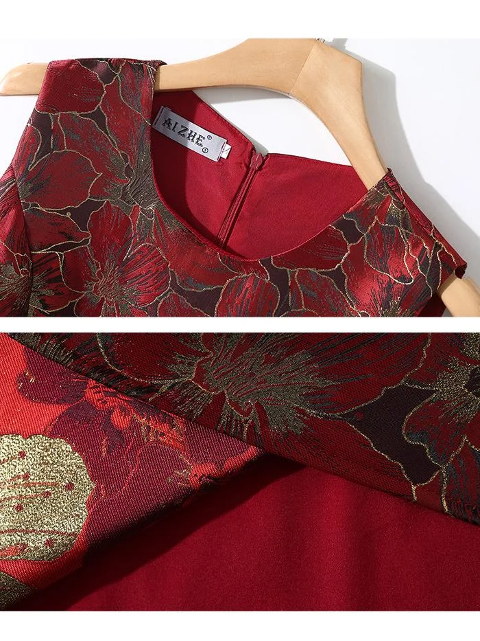 Retro Sleeveless Jacquard Dress Slim A-line Skirt