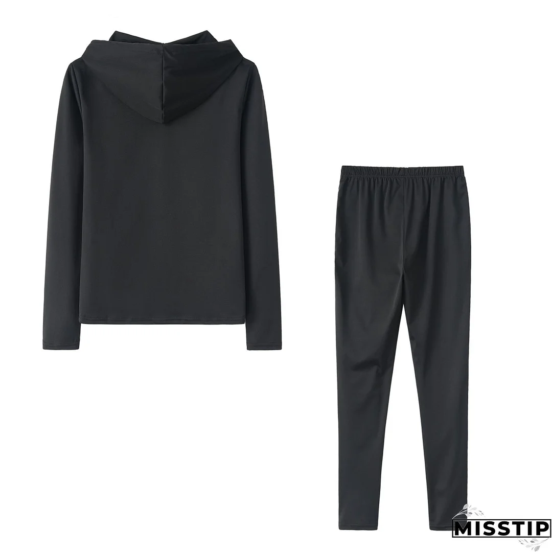 Spring Sexy Casual Solid Color Hooded Two Piece Tracksuit
